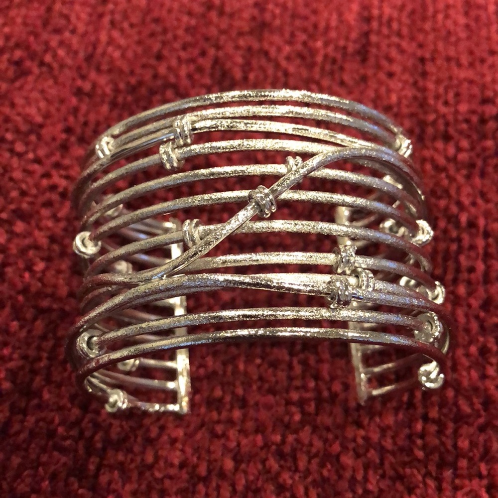 NWT White Rhodium Clad Cuff Bracelet